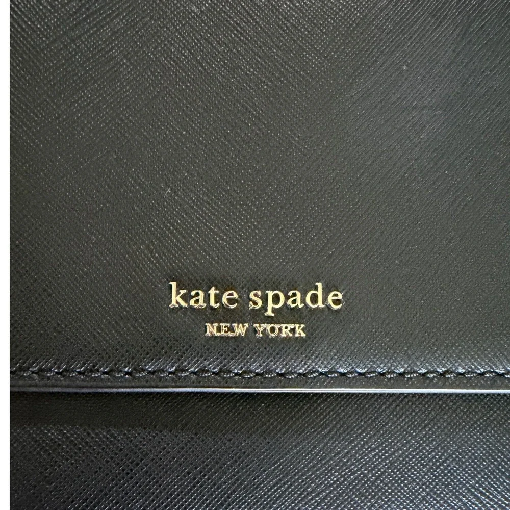 Kate Spade‎ New York Black Saffiano Leather Chain Crossbody Bag Gold Hardware